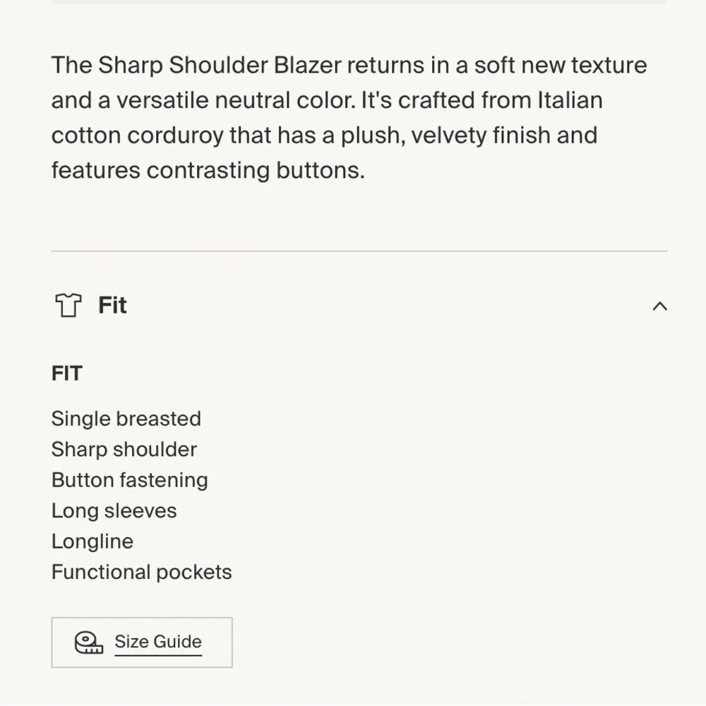 ME+EM Sharp Shoulder Blazer in Italian Cord (Ivory) Size 4 - Picture 3 of 9